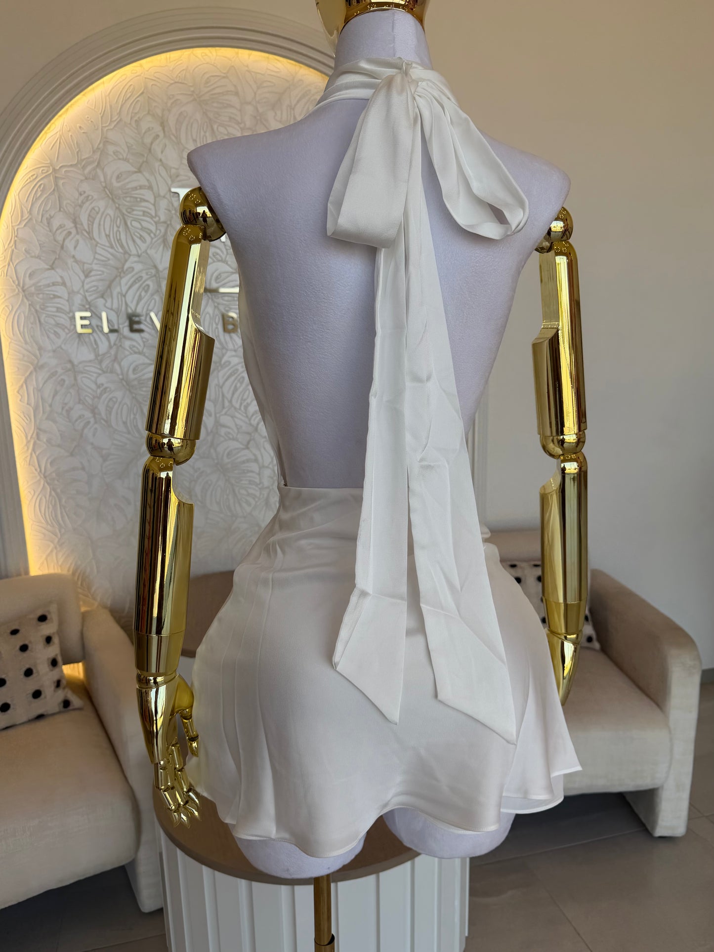 Vestido Satin Scarf Blanco