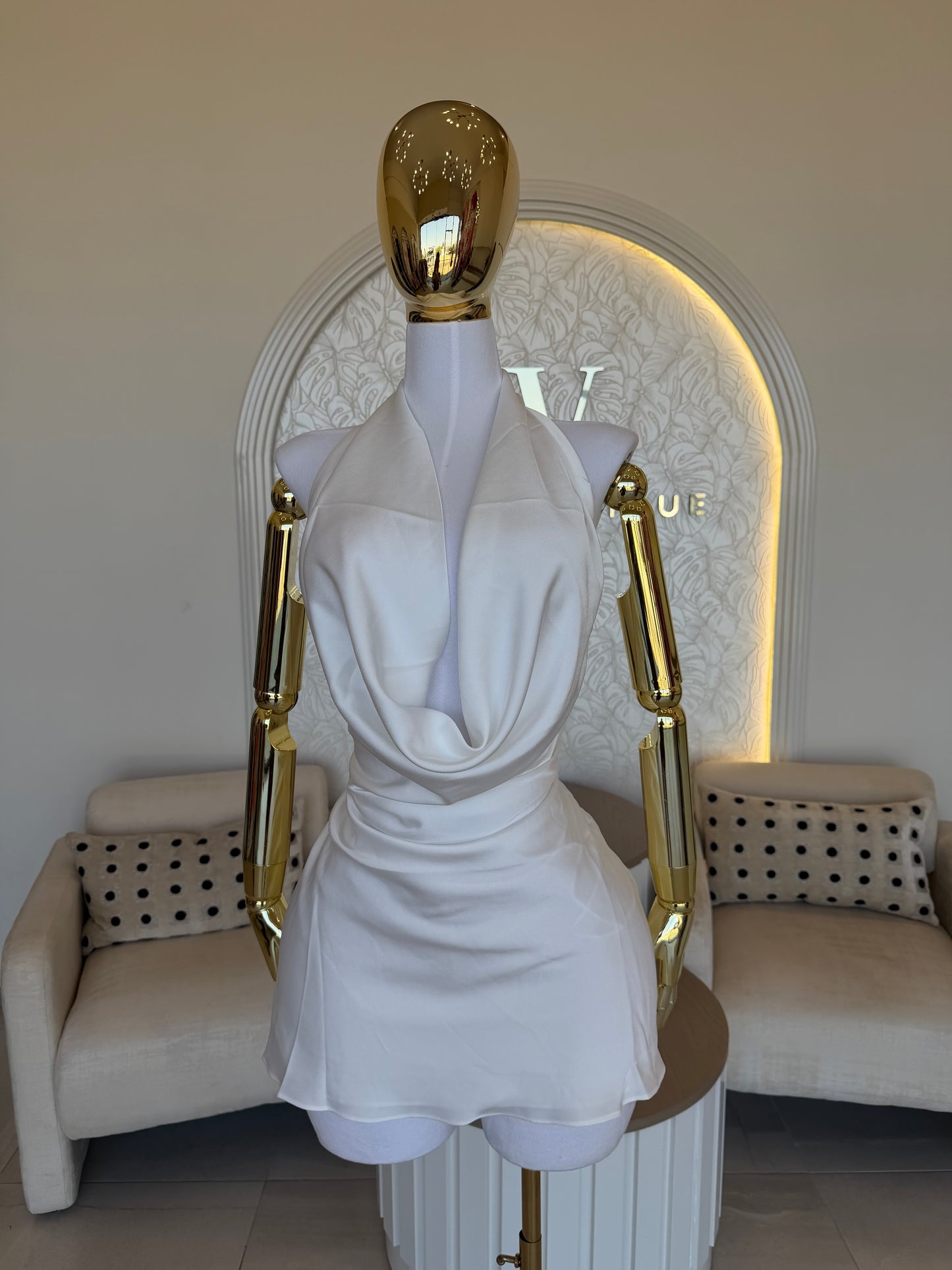 Vestido Satin Scarf Blanco