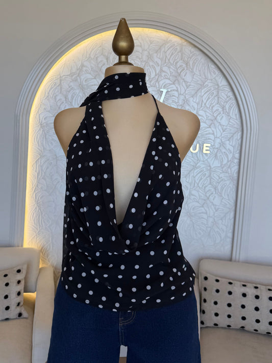 Blusa Negra Polka