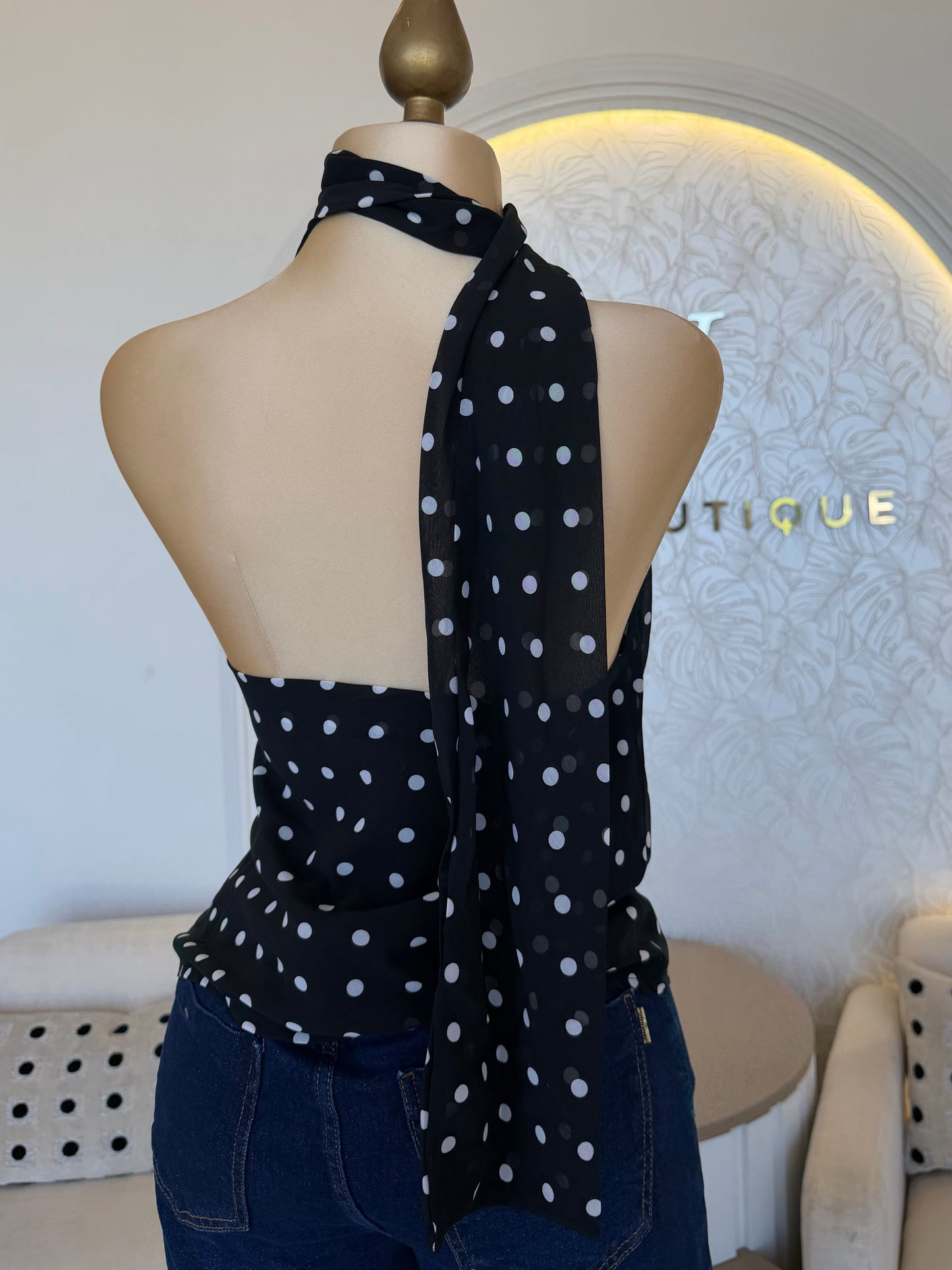 Blusa Negra Polka